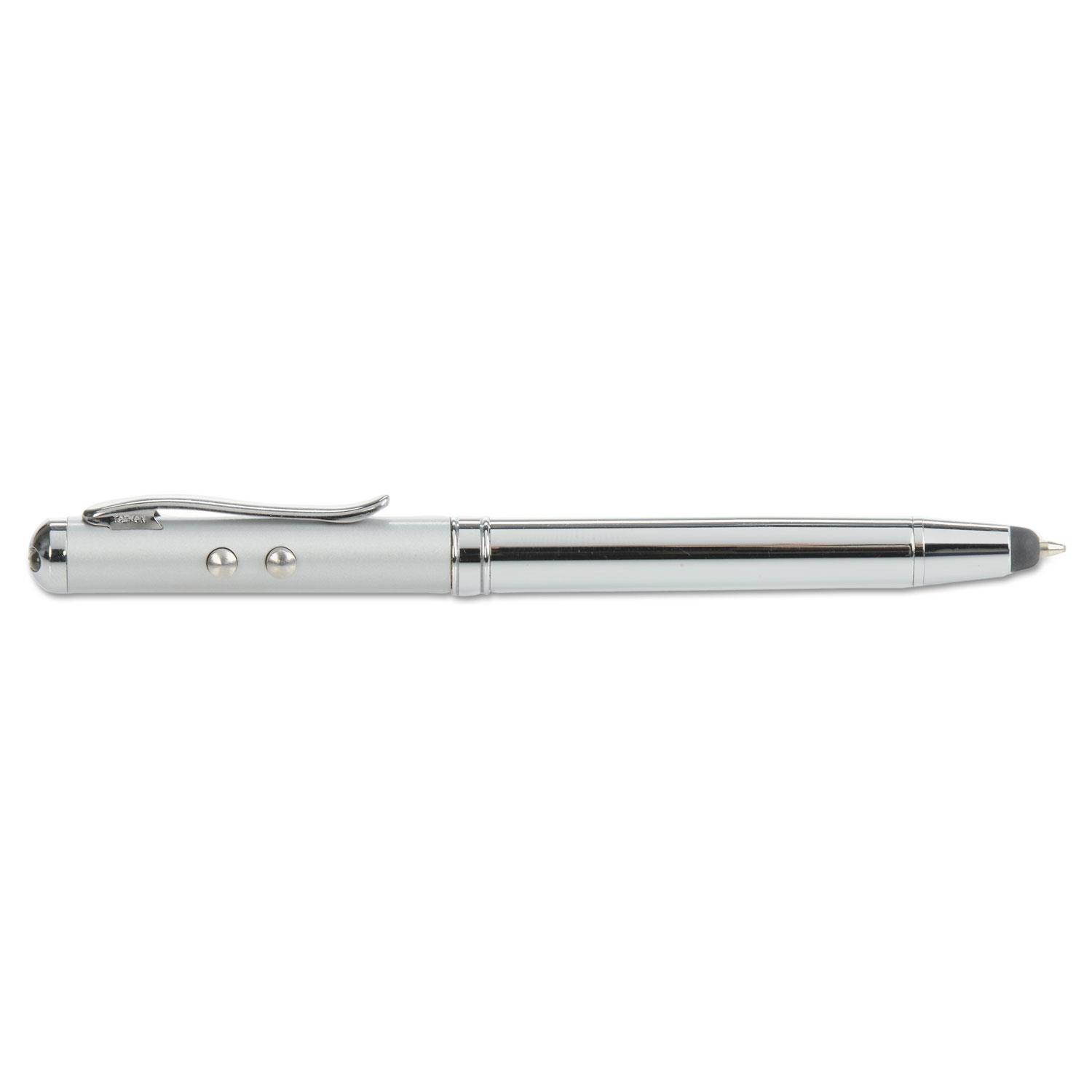 ACCO BRANDS 4-In-1 Laser Pointer With Stylus/pen/led Light, Class 2, Projects 984 Ft, Silver