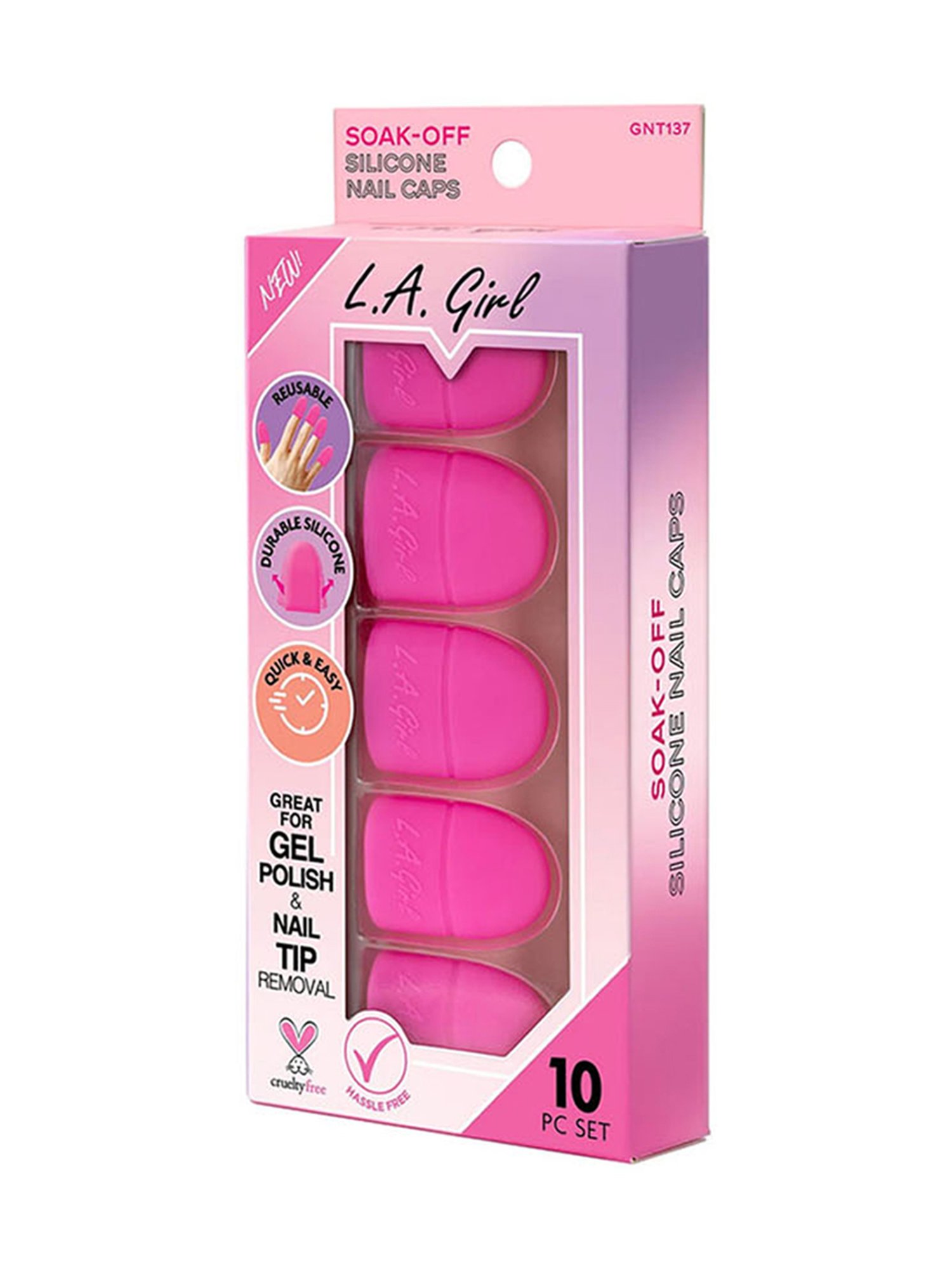L.A. Girl Soak-Off Silicone Nail Caps - Pack of 10