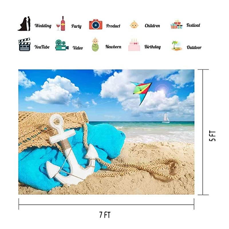 Beach Backdrop Seaside Scenery Photography Background MEETSIOY 7x5ft Themed Party Photo Booth YouTube Backdrop MT379