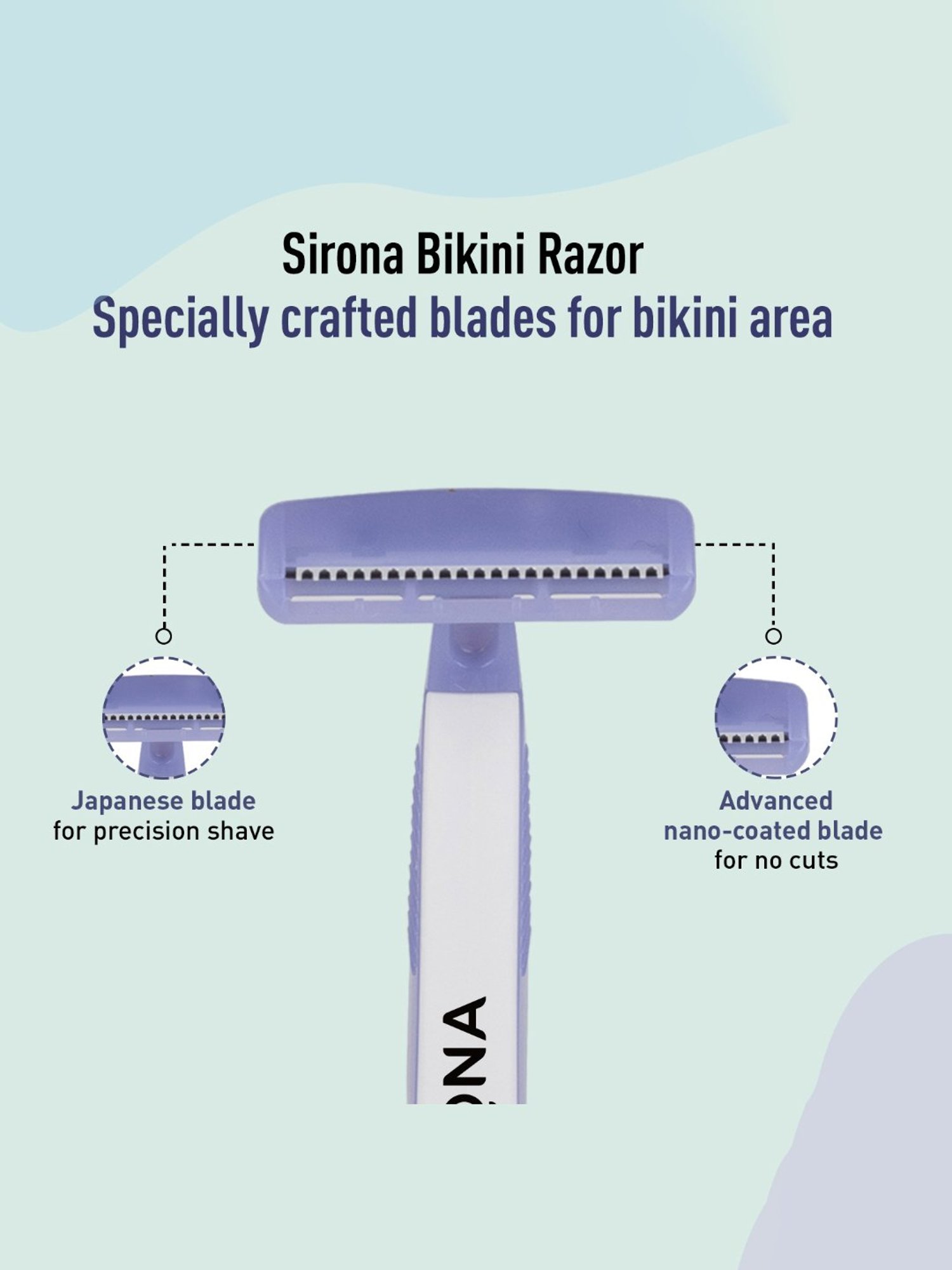 Sirona Reusable Bikini Line Razor with Japanese Precision Shave Blade