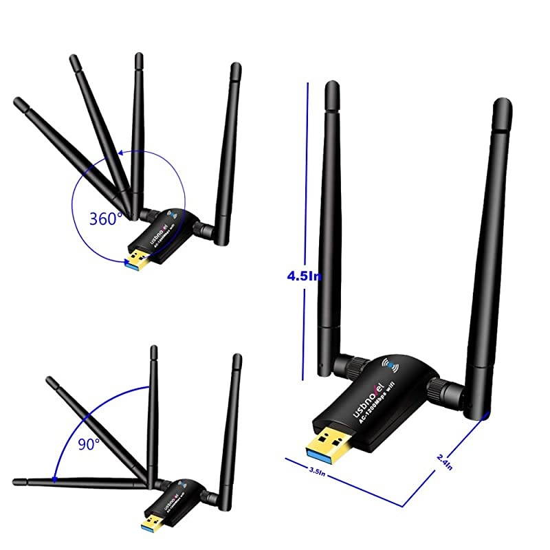 WiFi Adapter 1200Mbps30 Wireless Network Adapter WiFi Dongle for PC Desktop Laptop with Dual Band 24GHz300Mbps 5GHz867MbpsSupport Windows108817VistaXP2000Mac OS 1061015