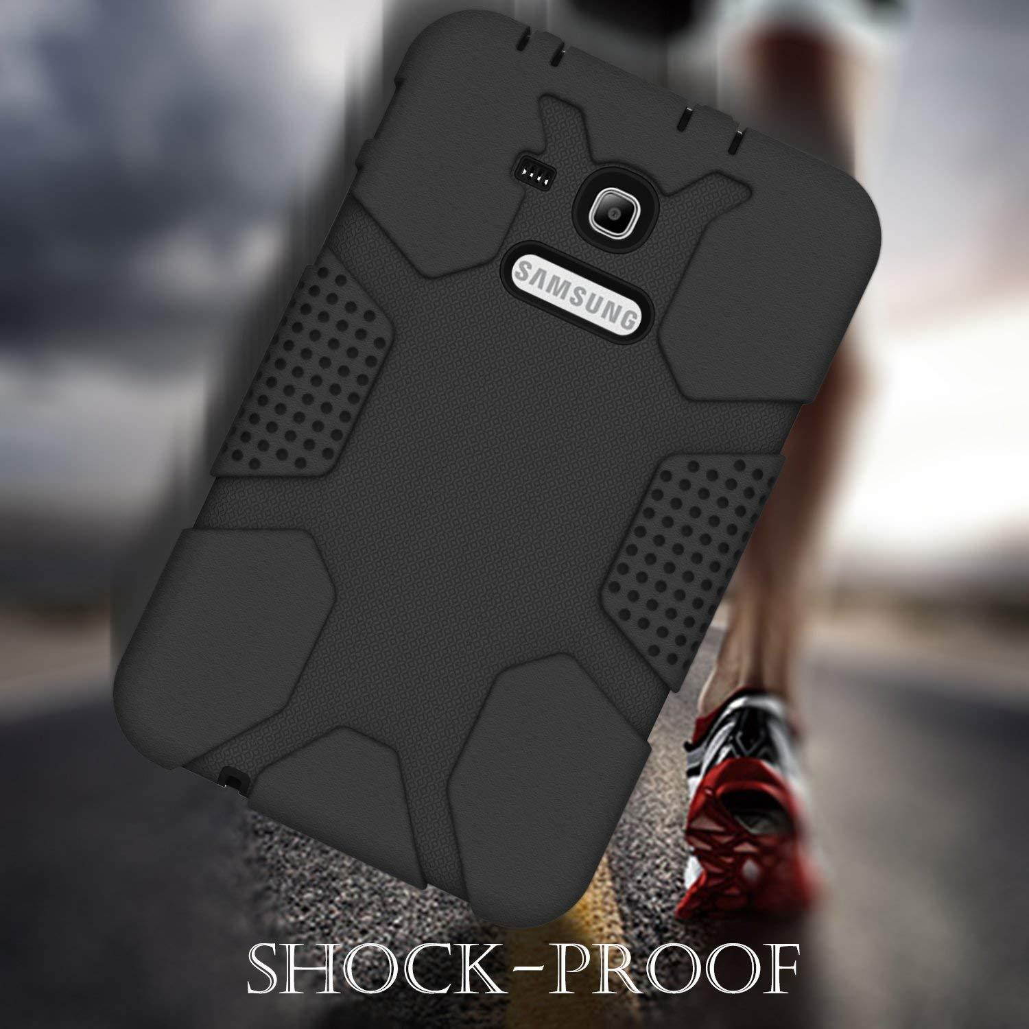 Samsung Galaxy Tab E Lite 7.0 Case, Galaxy Tab 3 Lite 7.0 Case, Hocase Rugged Heavy Duty Kids Proof Protective Case for SM-T110 / SM-T111 / SM-T113 / SM-T116 - Black