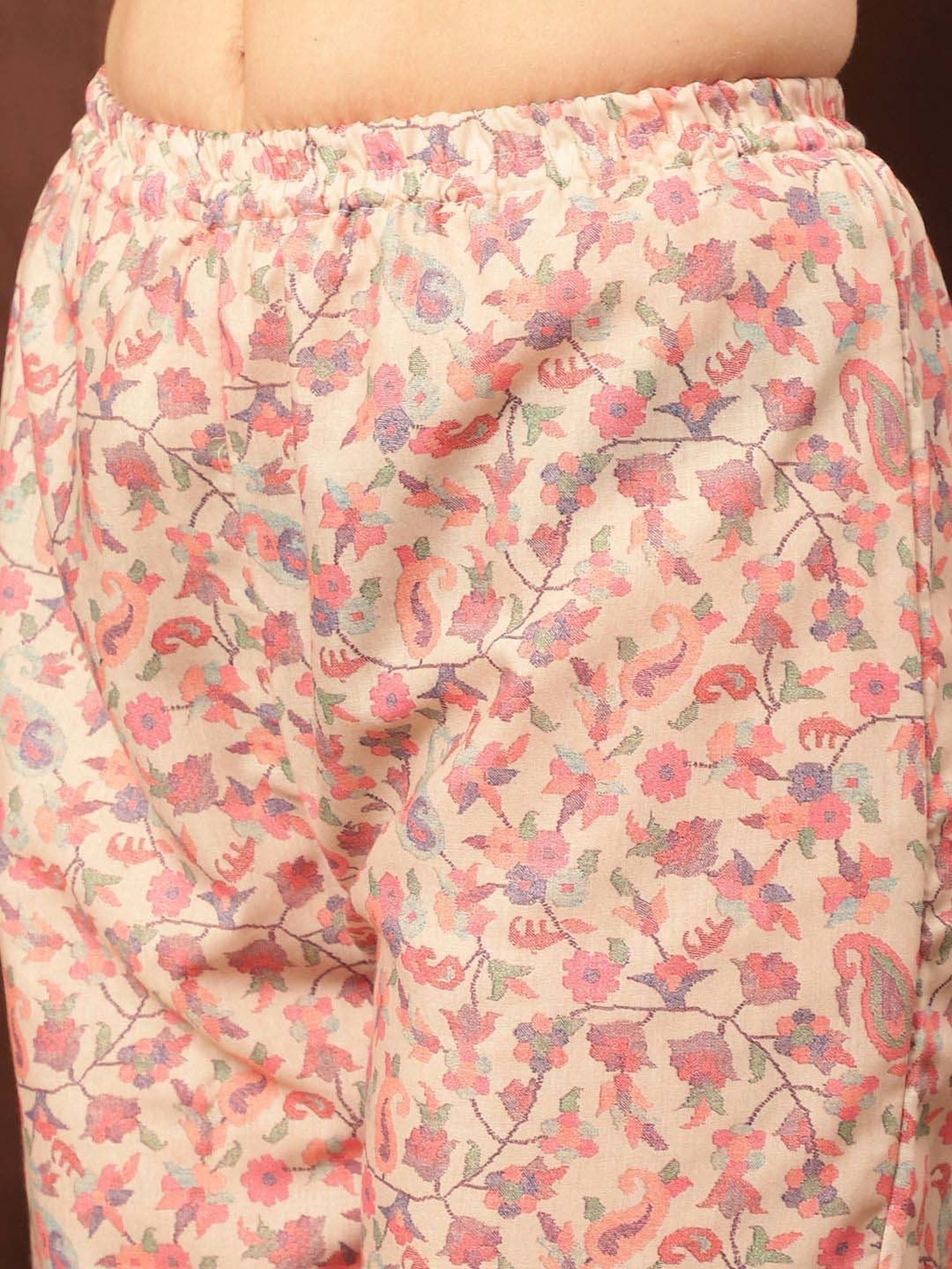 Stylee LIFESTYLE Beige Printed Unstitched Dress Material