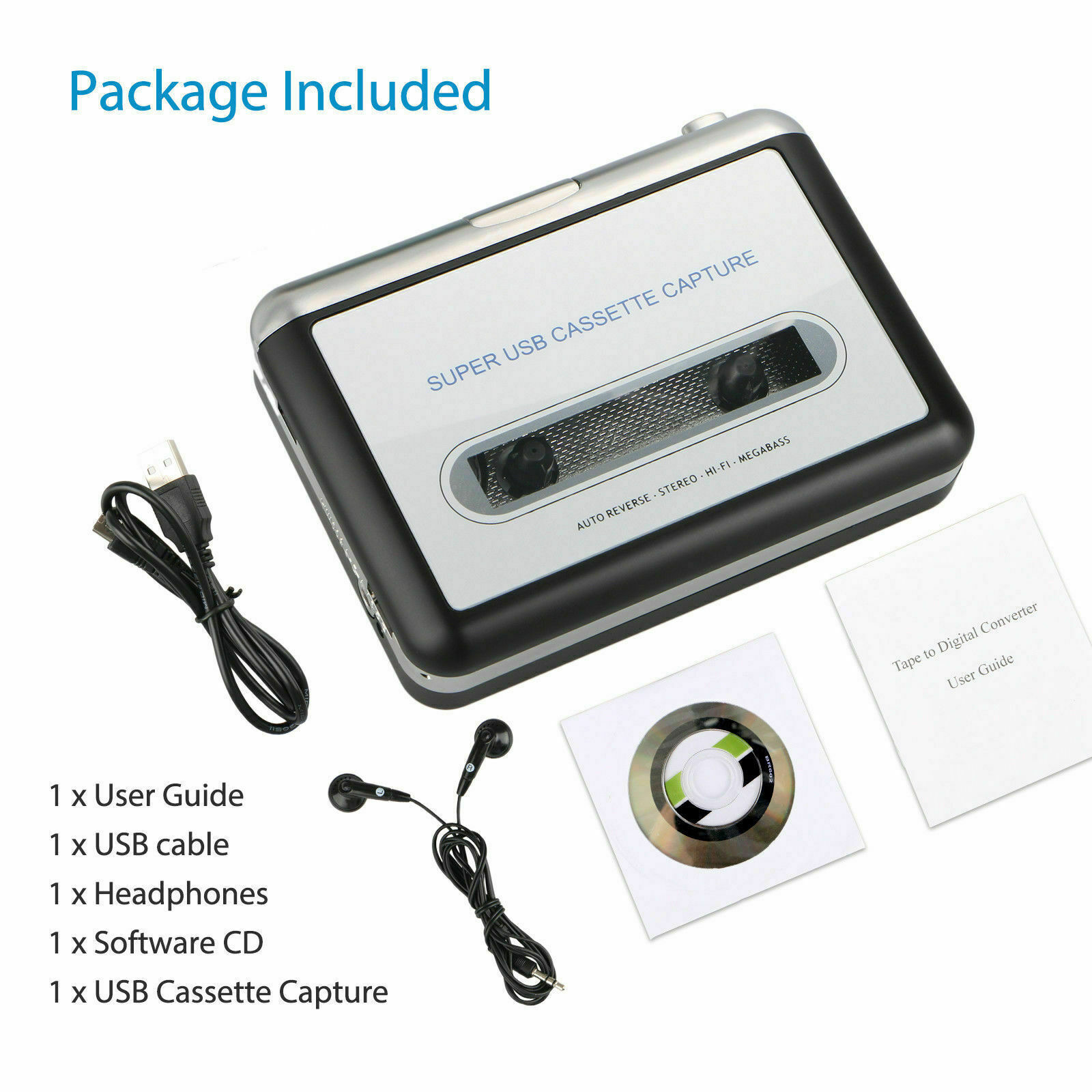 Tape to PC USB Cassette MP3 CD File Converter Capture Digital Audio Music Player
