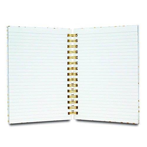 Graphique Classic Charm Hard Cover Journal w/ Elegant Black and White Stripes & "Happy Thoughts" in Embellished Gold Foil Across the Cover, 160 Ruled Pages, 6.25" x 8.25" x 1"