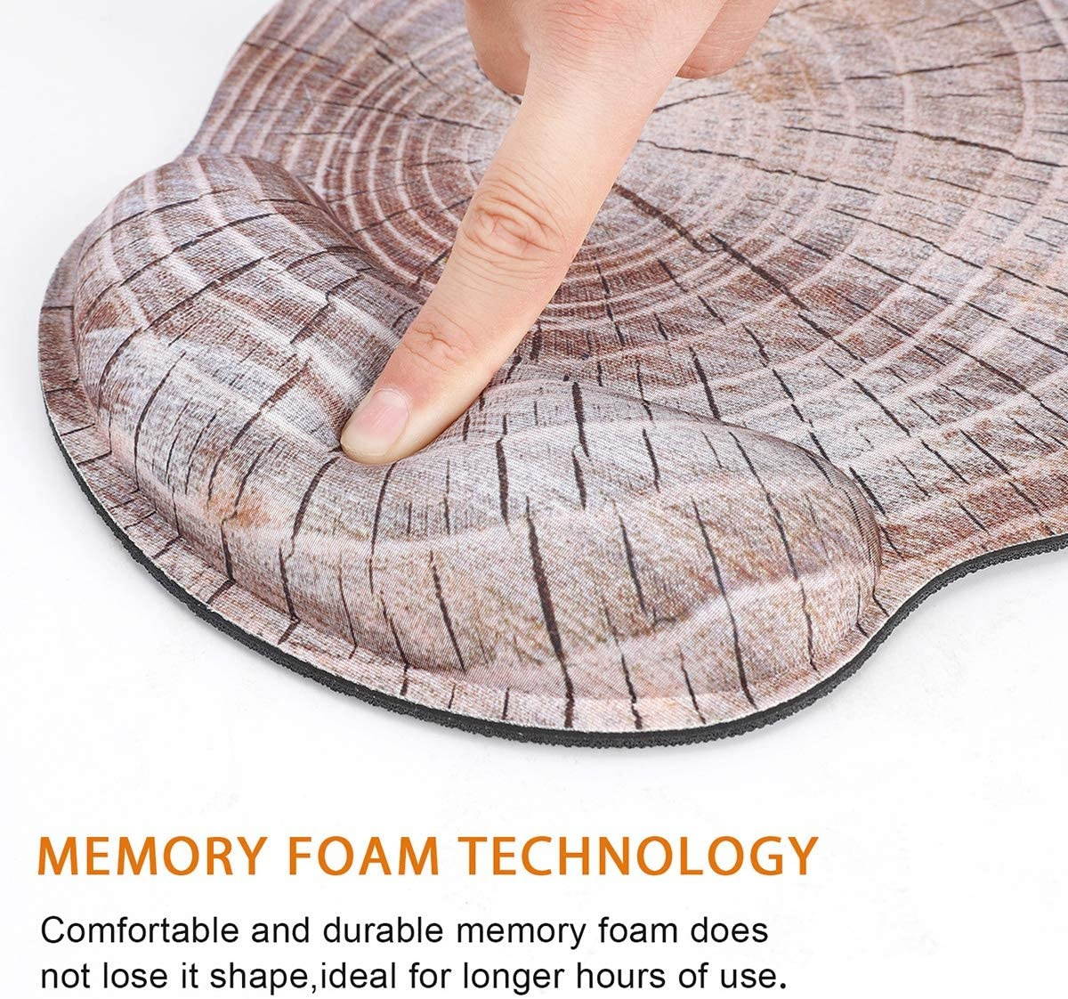 Mouse Pad with Wrist Rest Support, ToLuLu Gel Ergonomic Mouse Pads with Non Slip Rubber Base Memory Foam Mousepad, Mouse Wrist Rest Pad for Laptop Computer Home Office Working Pain Relief, Wood Art