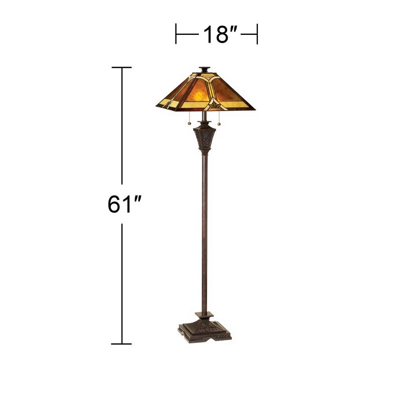 Robert Louis Tiffany Mission Floor Lamp French Bronze Tiffany Style Glass with Natural Mica Shade for Living Room Reading Bedroom