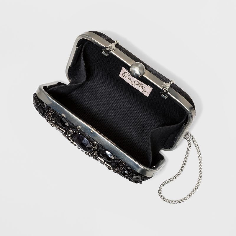 Estee & Lilly Bar Clasp Closure Beaded Clutch - Black