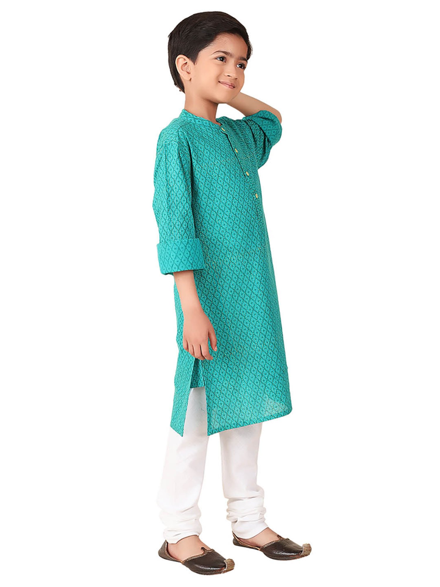 TABARD Kids Red Printed Full Sleeves Kurta