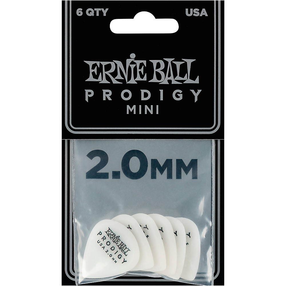 Ernie Ball 9203 Prodigy Picks, White Mini, 6 Pack, 2.0mm
