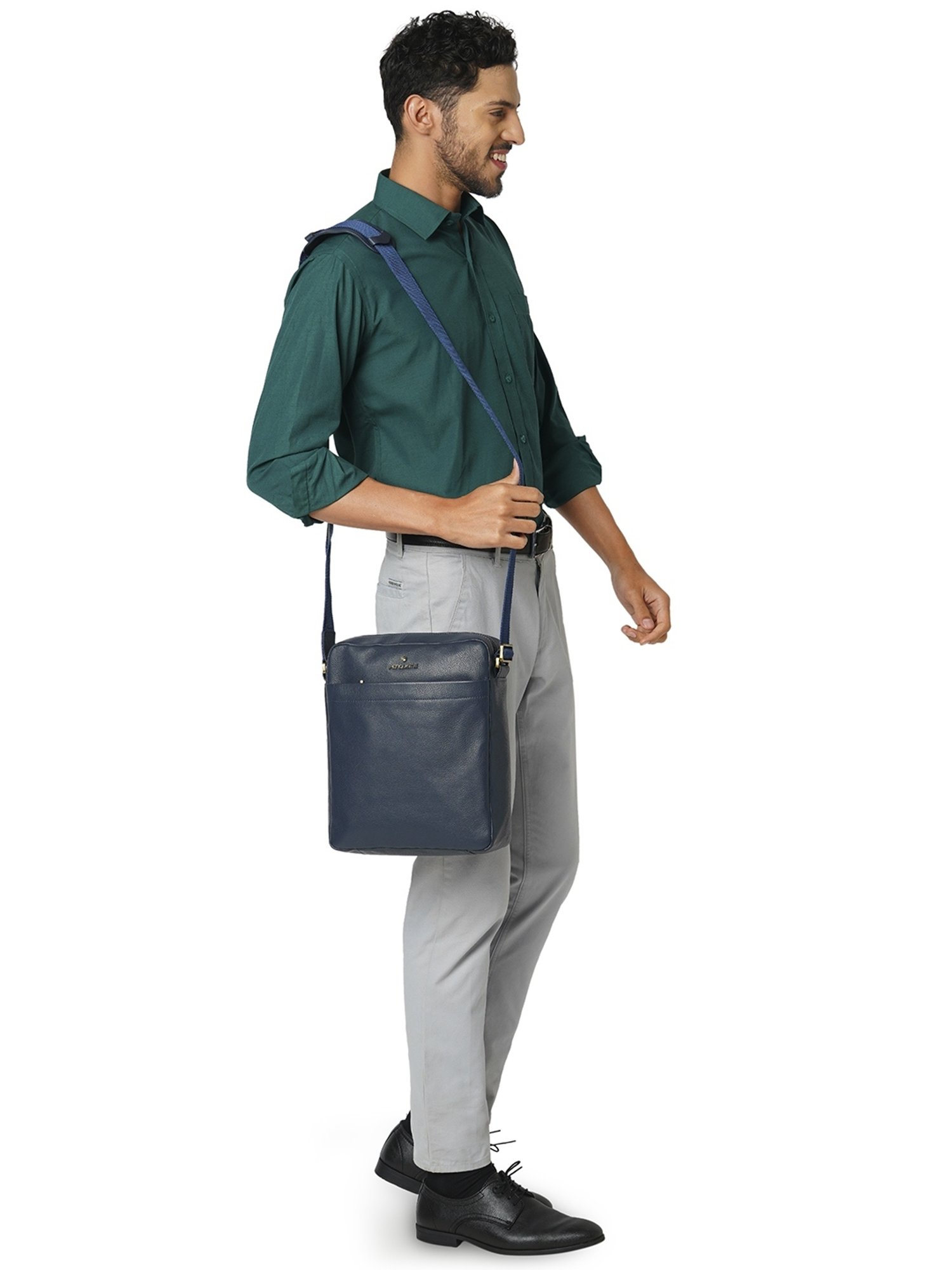 HiLEDER Brown Textured Small Leather 12 inch Cross Body Bag