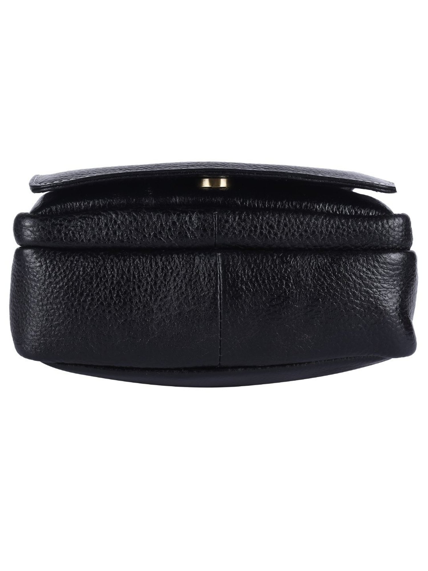 HiLEDER Black Textured Small Leather 8 inch Cross Body Bag