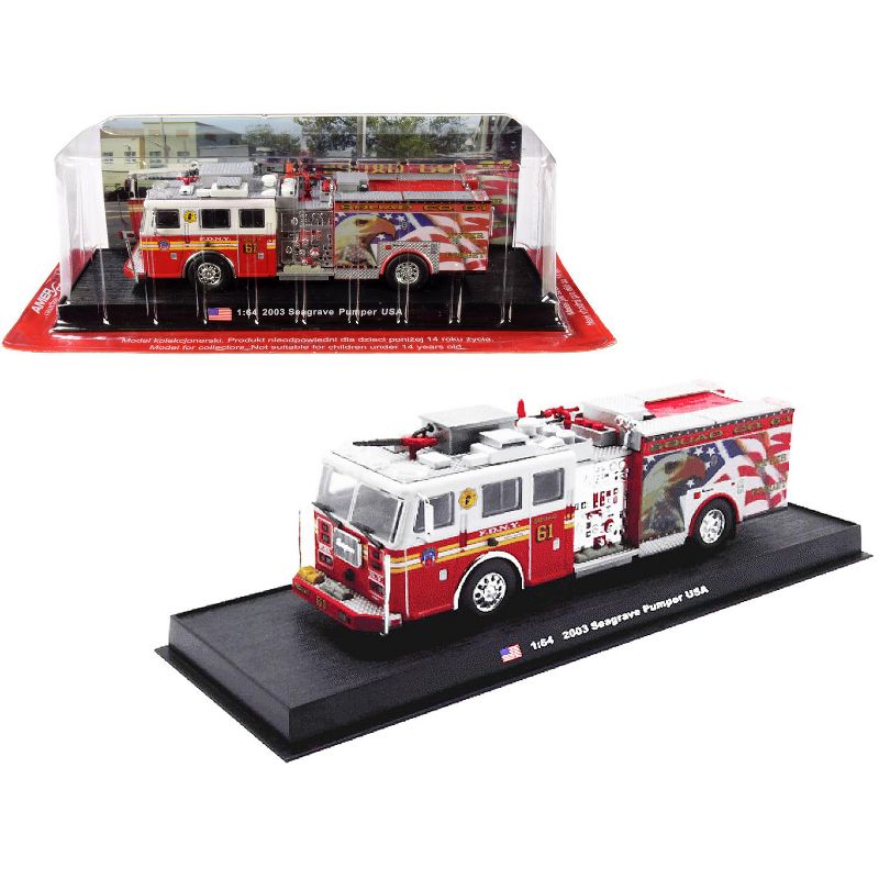 2003 Seagrave Pumper Fire Engine "Never Forget" "Fire Department City of New York" (FDNY) 1/64 Diecast Model by Amercom