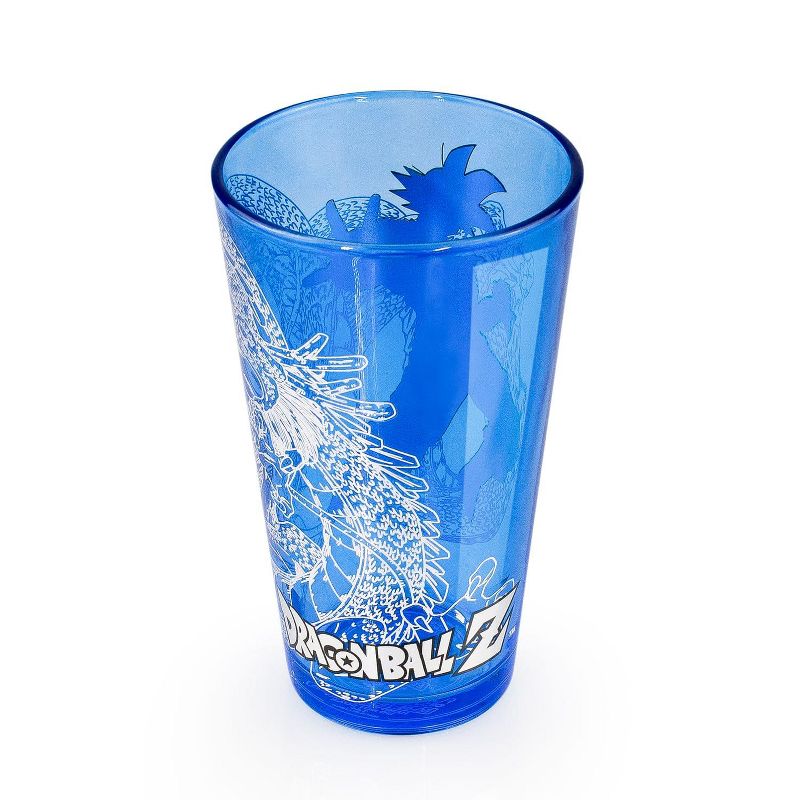 Just Funky Dragon Ball 16 Oz Pint Glass | Goku and Shenron Collectable Blue Drinking Cup
