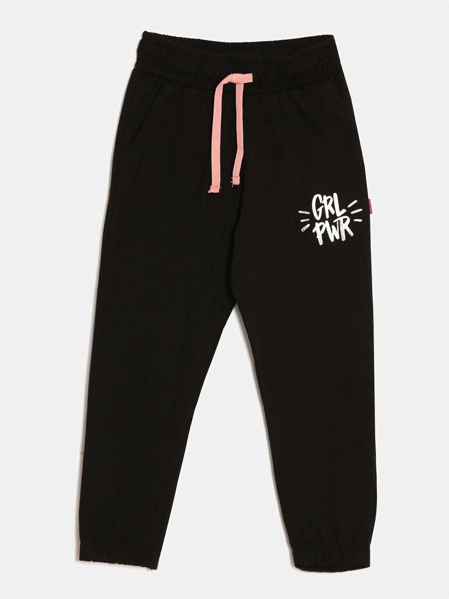 Dixcy Slimz Kids Jet Black Cotton Printed Joggers