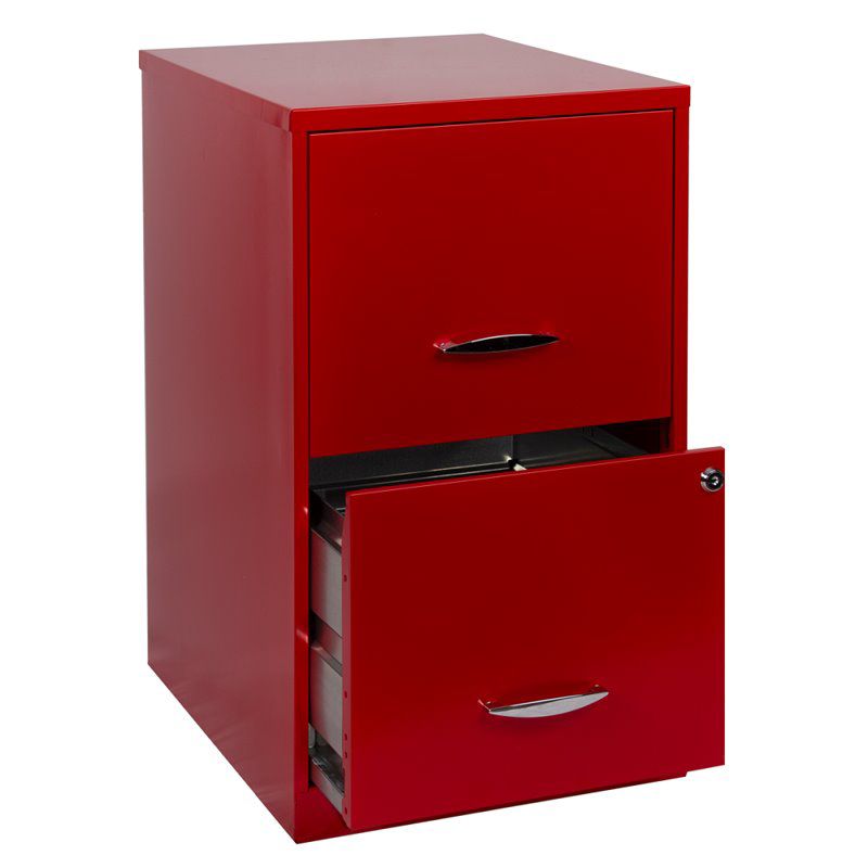 Steel SOHO 18 in Deep 2 Drawer Smart File Cabinet in Red-Hirsh Industries