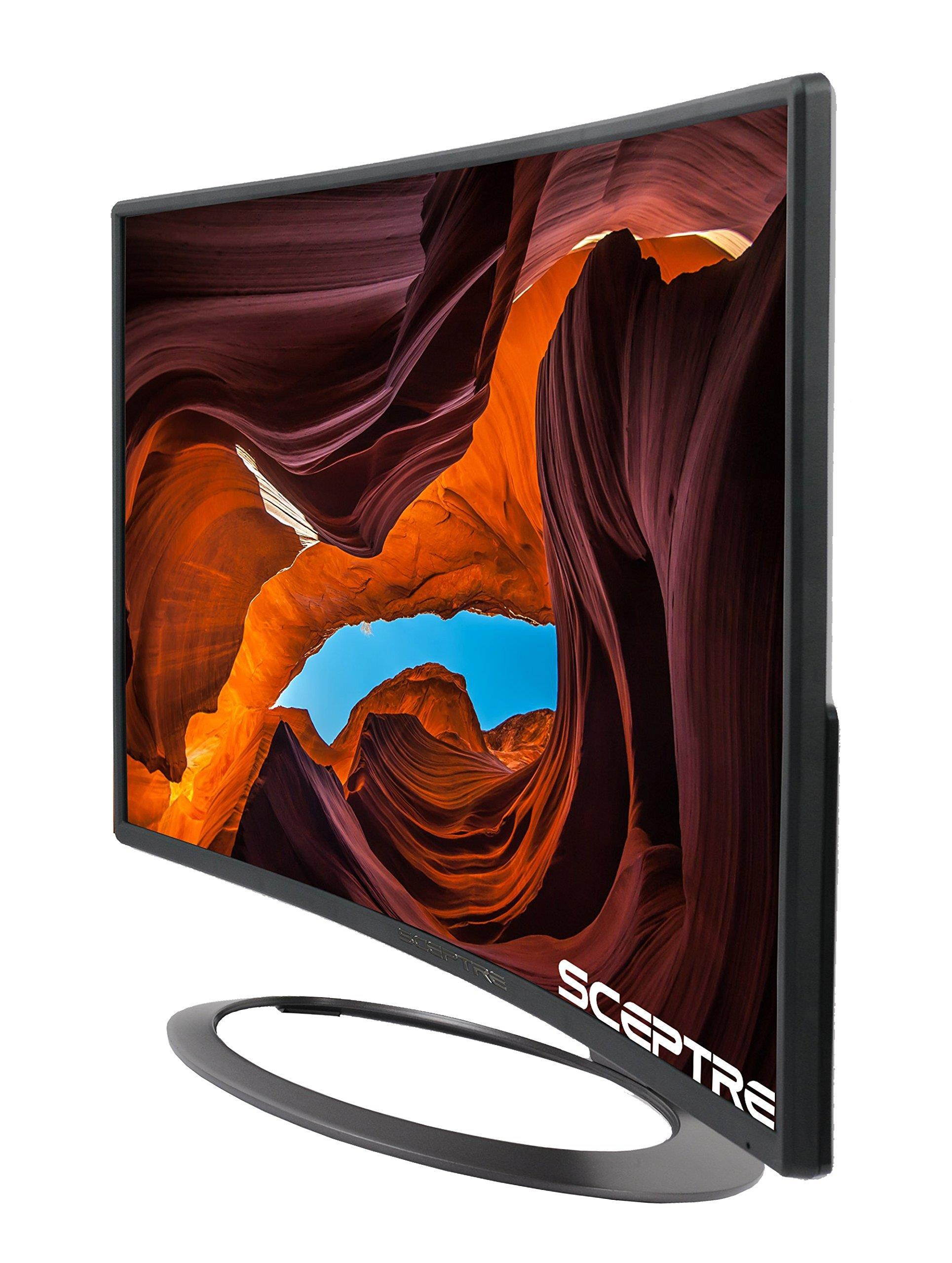 SCEPTRE 27" Curved LED Monitor C278W-1920R Full HD 1080P HDMI DisplayPort VGA Speakers, Ultra Thin Brushed Metallic, 1800R immersive curvature, 2018