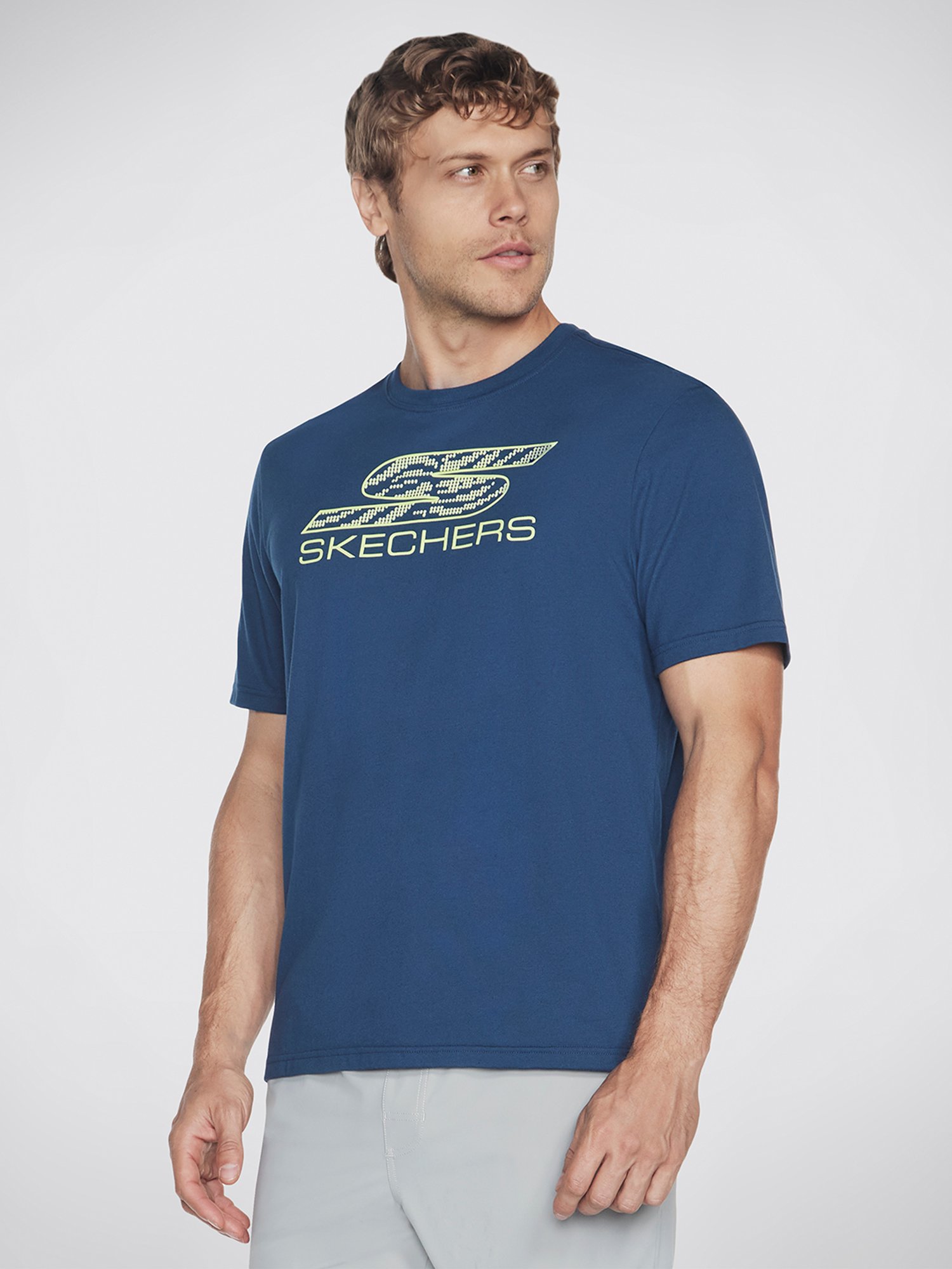 Skechers Navy Relaxed Fit Printed Crew T-Shirt