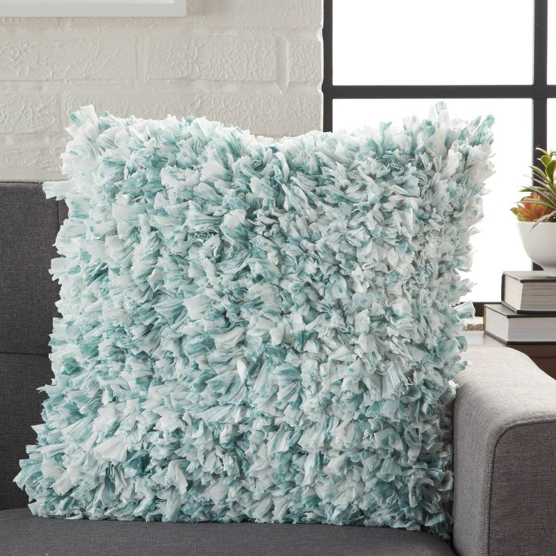 Sprinkle Cut Chindi Shag Square Throw Pillow Celadon - Mina Victory