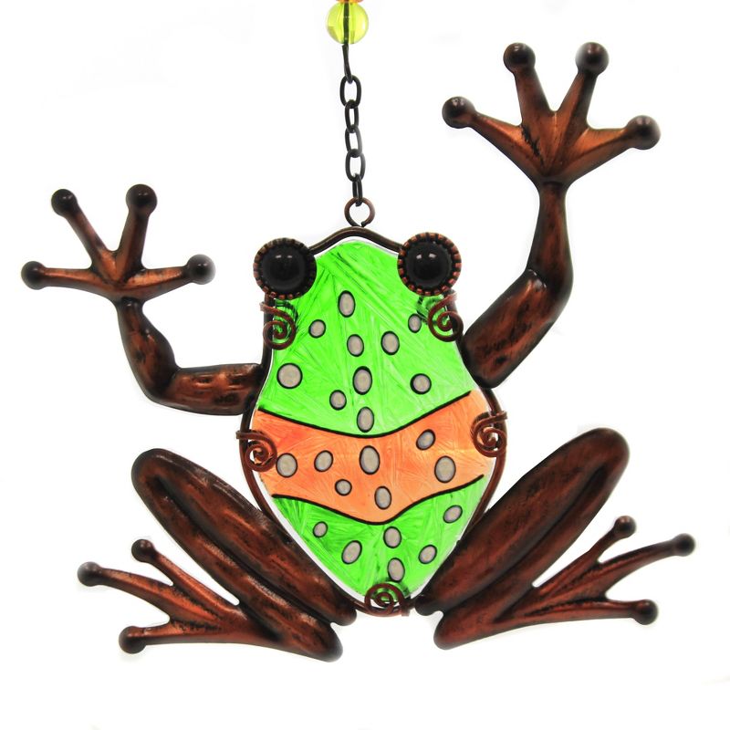 Home Decor 10.25" Frog Sun Catcher Hand Painted  -  Stained Glass And Suncatchers