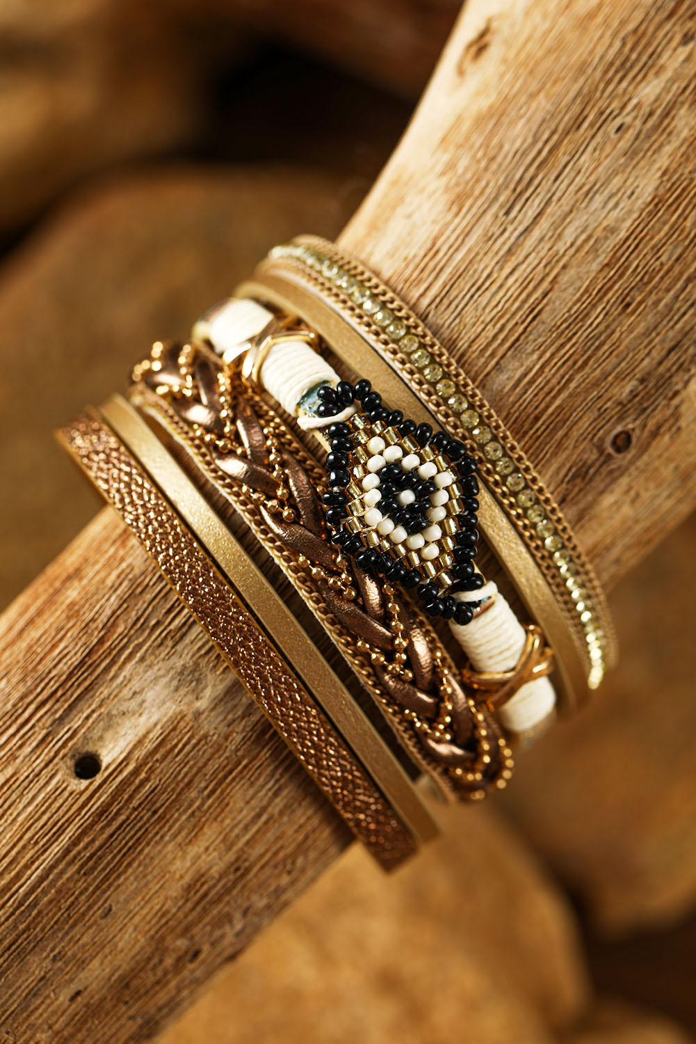 Camel Vintage Geometric Striped Warm Winter Socks