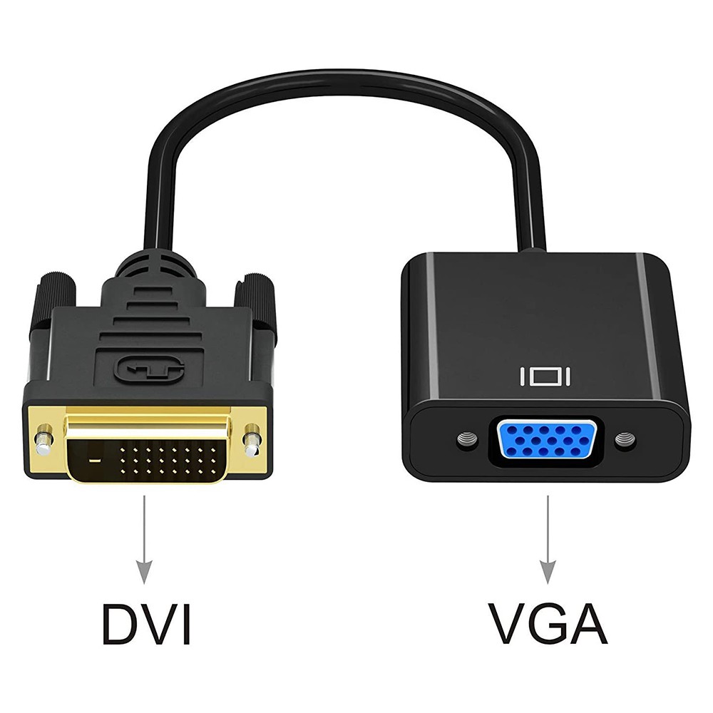 Active DVI-D to VGA Adapter, DVI to VGA Adapter Cable 1080P DVI-D to VGA Cable 24+1 25 Pin DVI Male to 15 Pin VGA Female Video Converter for PC Display (Color: Black)
