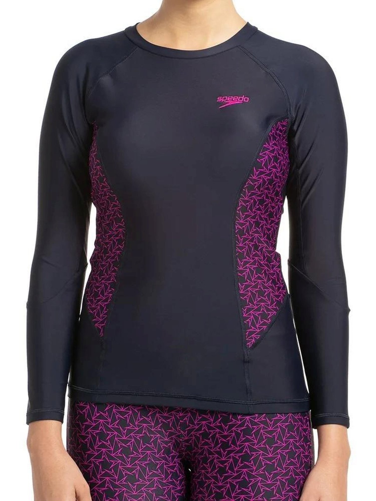 Speedo Navy Printed Swimwear Top