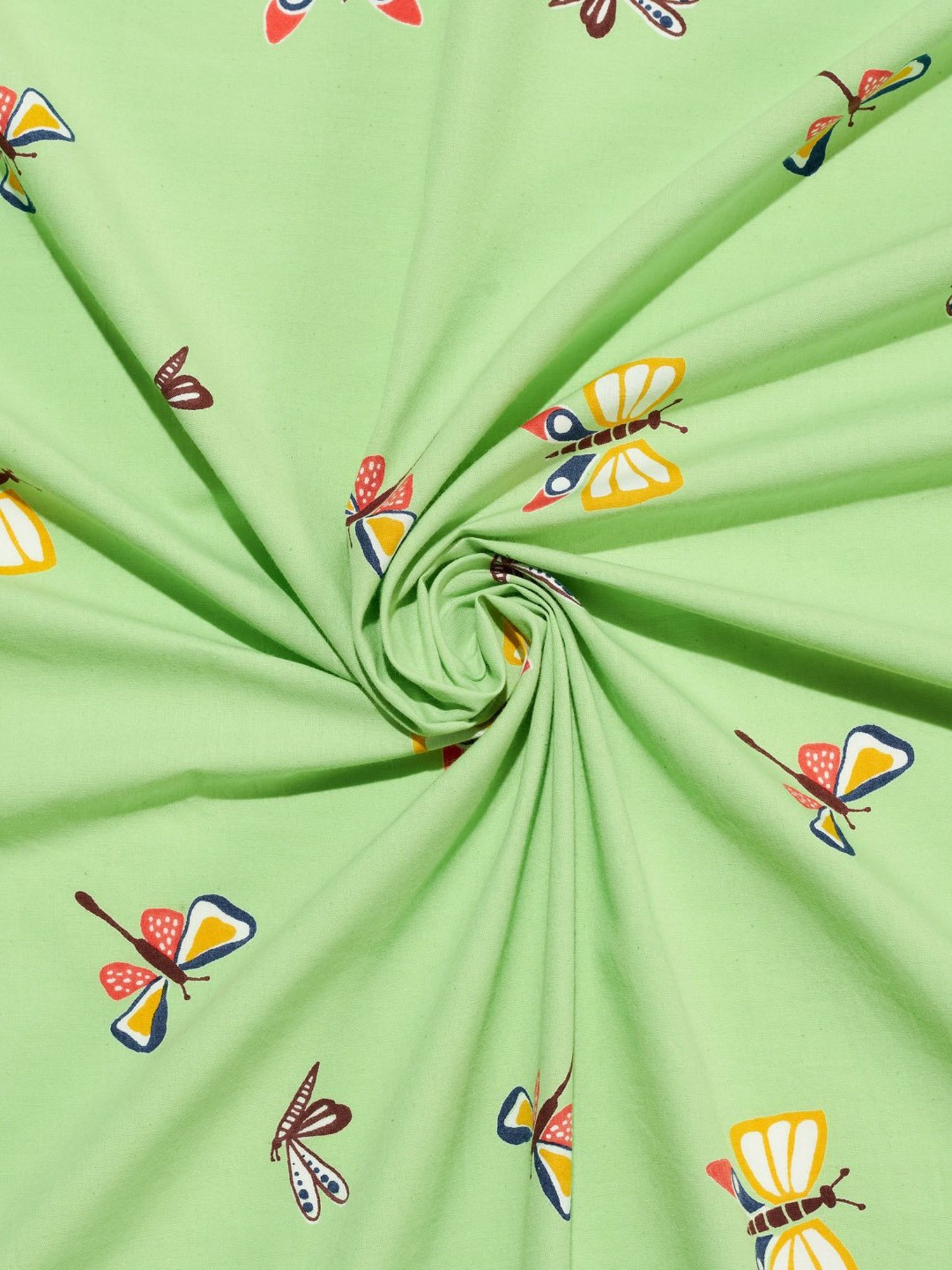 Fabindia Home Titli Printed Green 180 TC Cotton Single Size Bed Sheet with 2 Pillow Covers