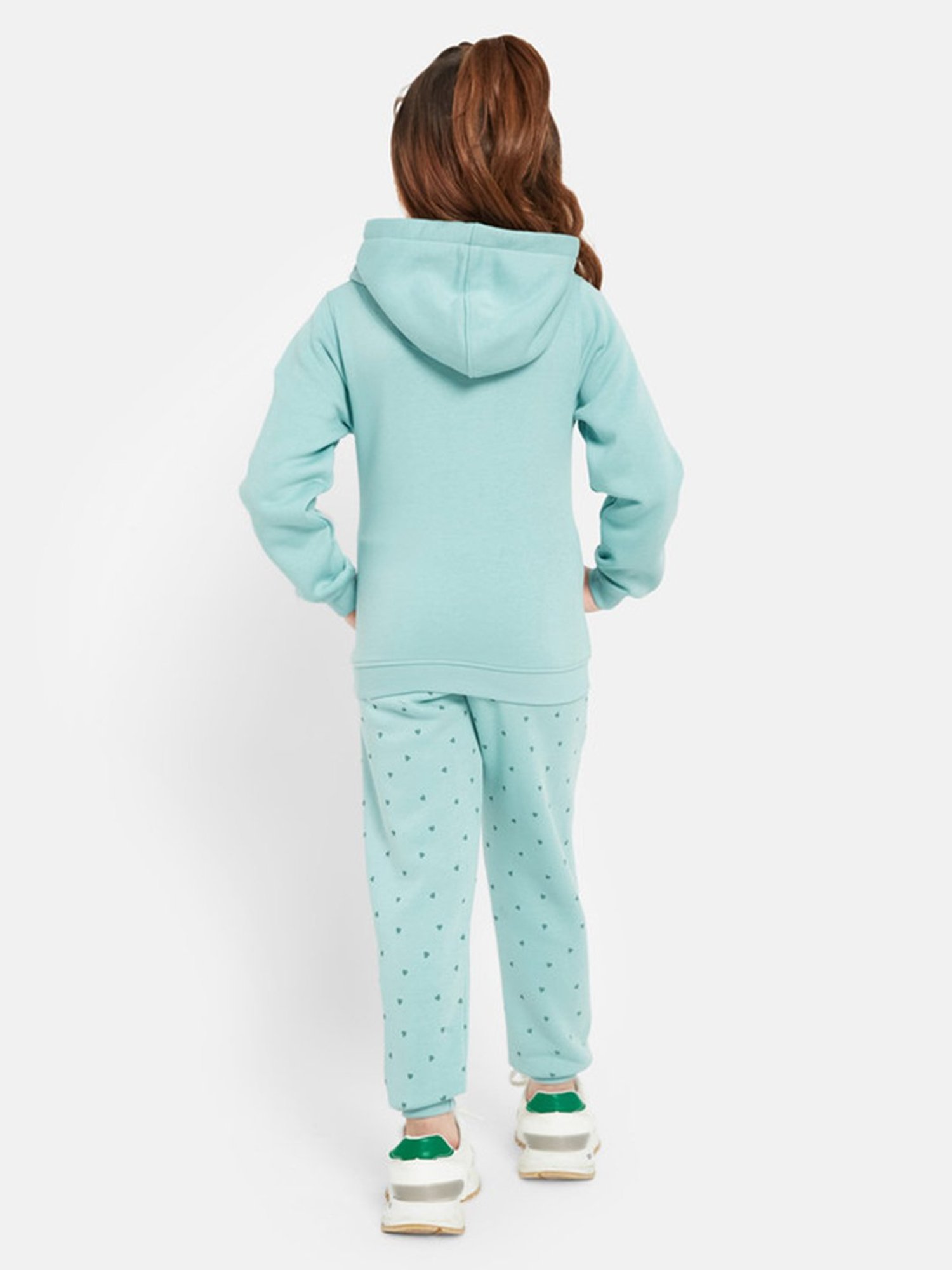 METTLE Kids Light Teal Printed Full Sleeves Tracksuit