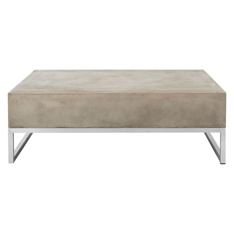 Eartha Modern Concrete Rectangle Coffee Table - Dark Gray - Safavieh