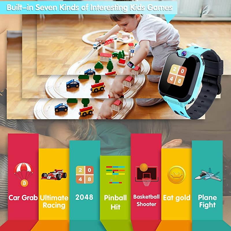 Watch for Kids Boys Girls Touch Screen Game watch with Call SOS Camera 7 Games Alarm Clock Music Player Record for Children Birthday Gifts 310 Kids Phone Watch with 1GB SD Card Blue