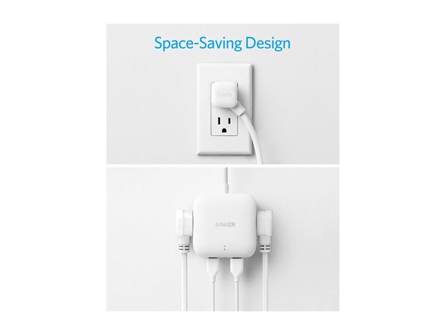 Poweradd Power Strip with USB C Power Delivery 18W, Travel Power Strip Mini with 3 Outlets, 18W USB C & QC 3.0 USB A Port, 5ft Cord, Flat Plug for Cruise Ship, Hotel, Dorm Room and Home,White