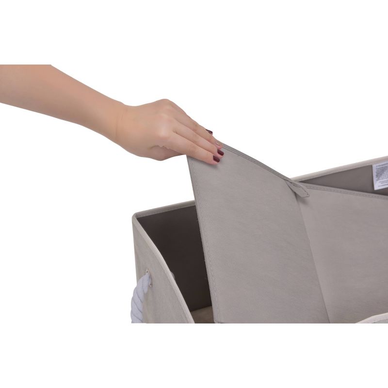 StorageWorks Set of 2 Fabric Storage Bins with Cotton Rope Handles and Low Front Wall Comfort