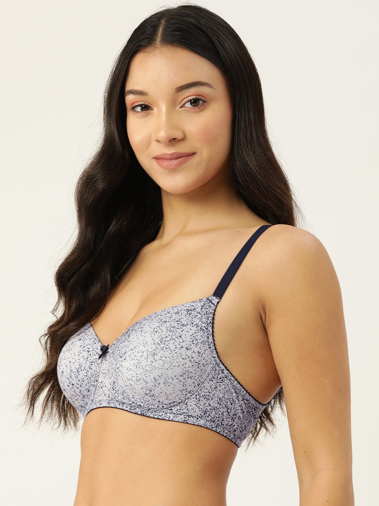 Leading Lady Blue Printed Full Coverage T-Shirt Bra