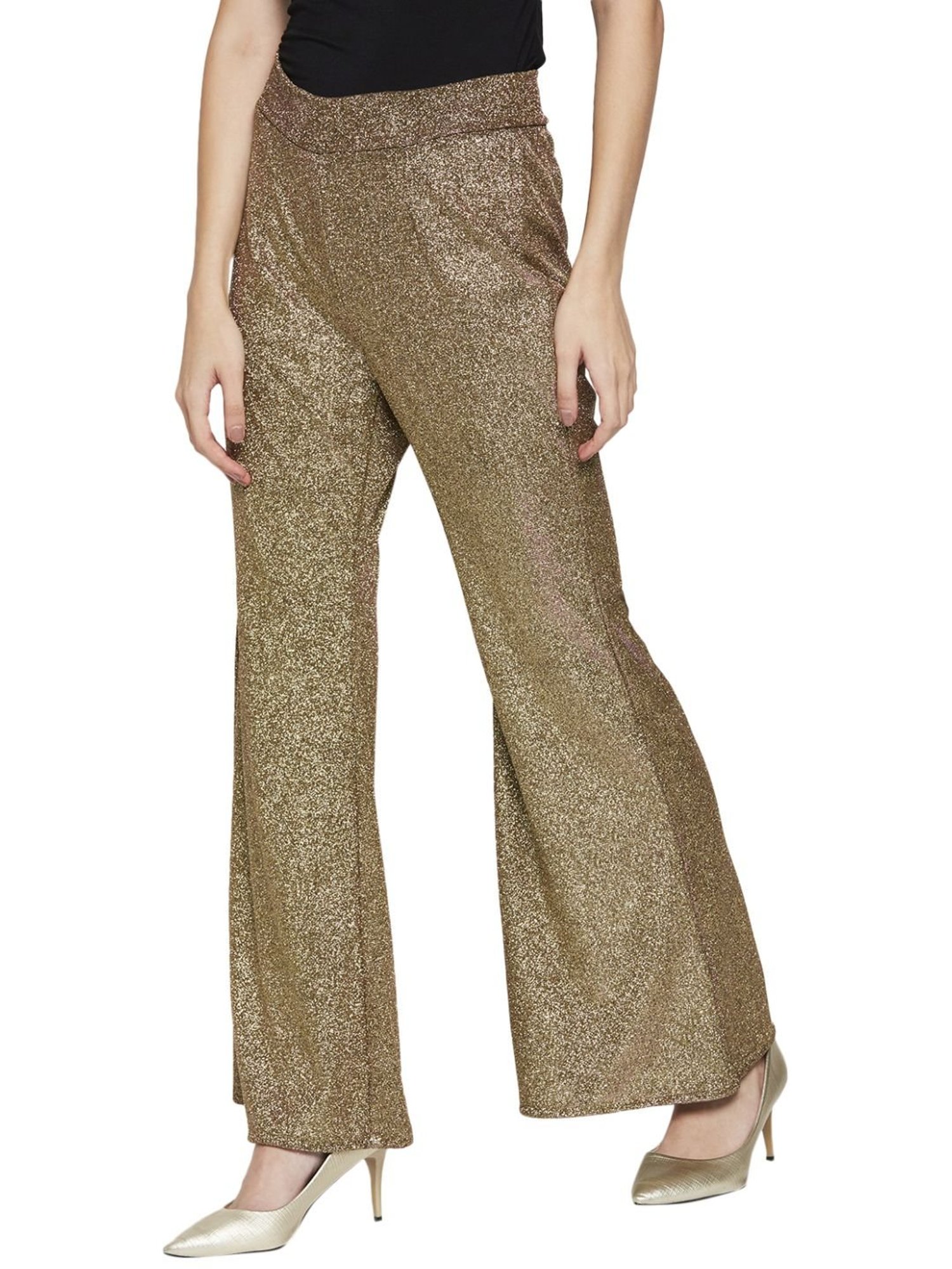Ira Soleil Golden Regular Fit Palazzos