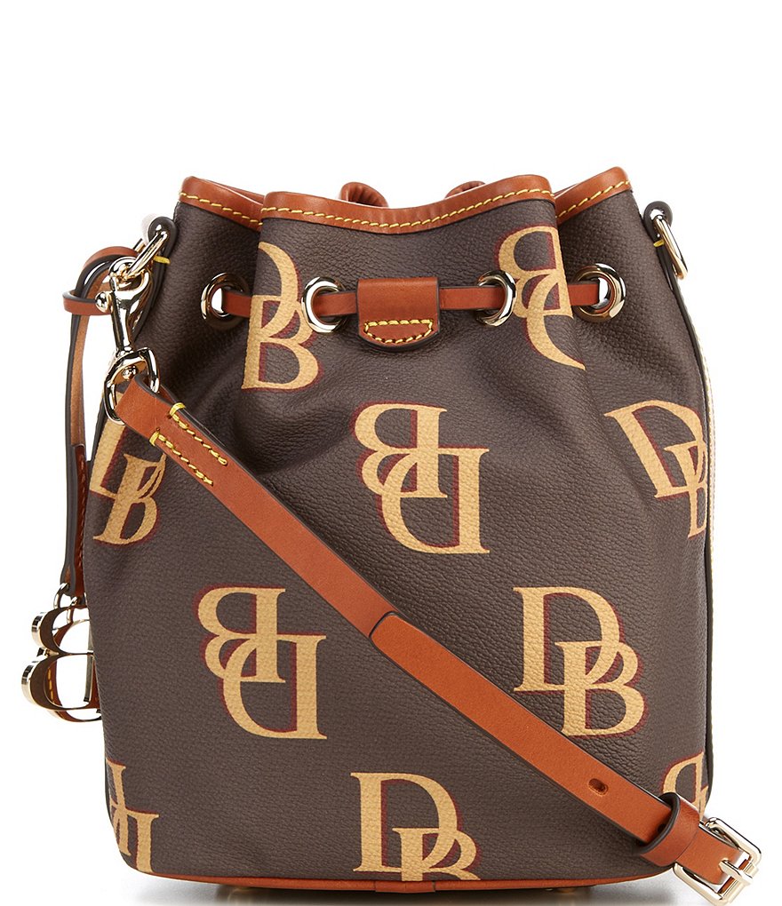 Dooney & Bourke Signature Monogrammed Collection Small Drawstring Bucket Bag