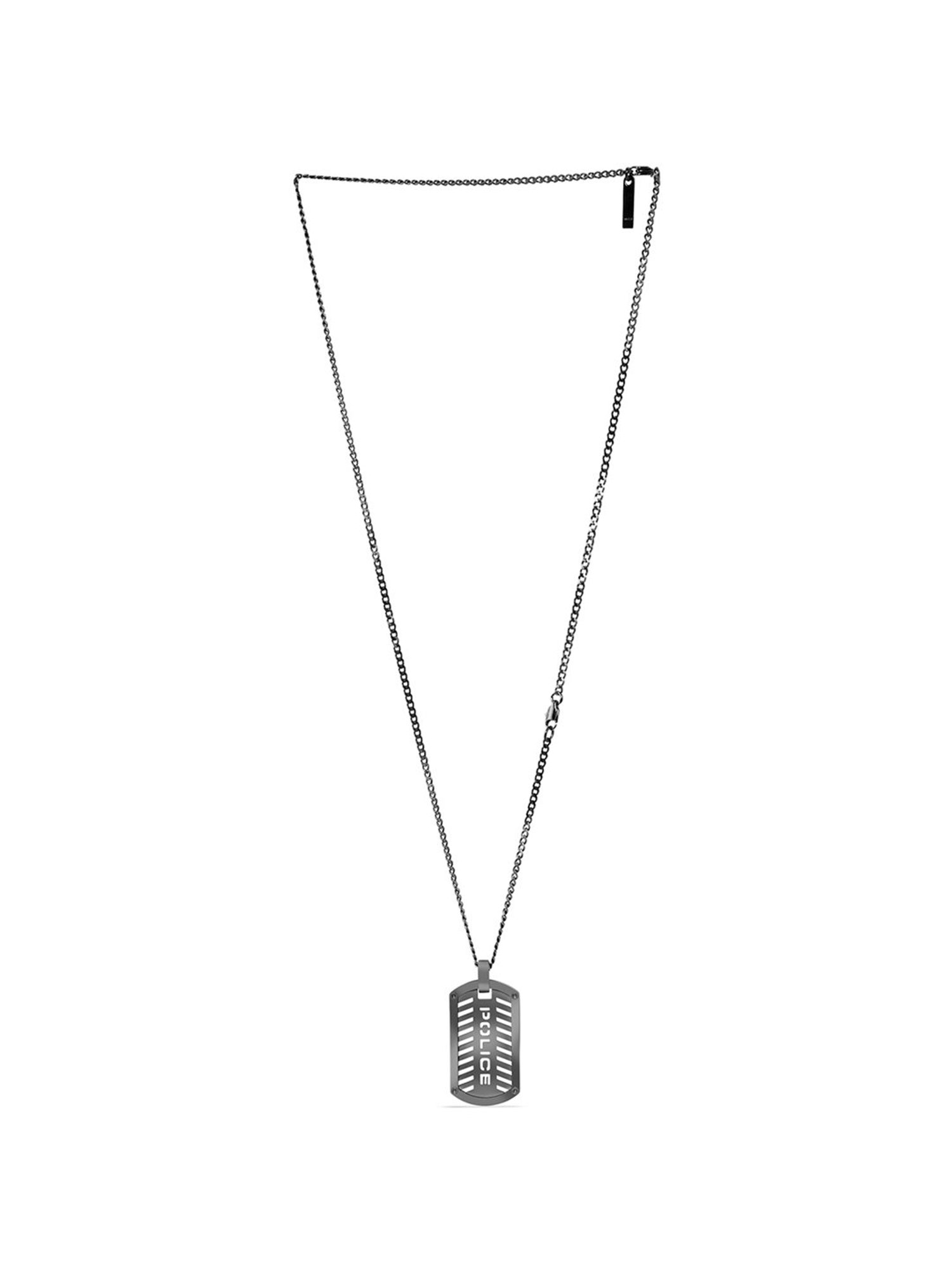 Police Lattitude Silver Necklace for Men