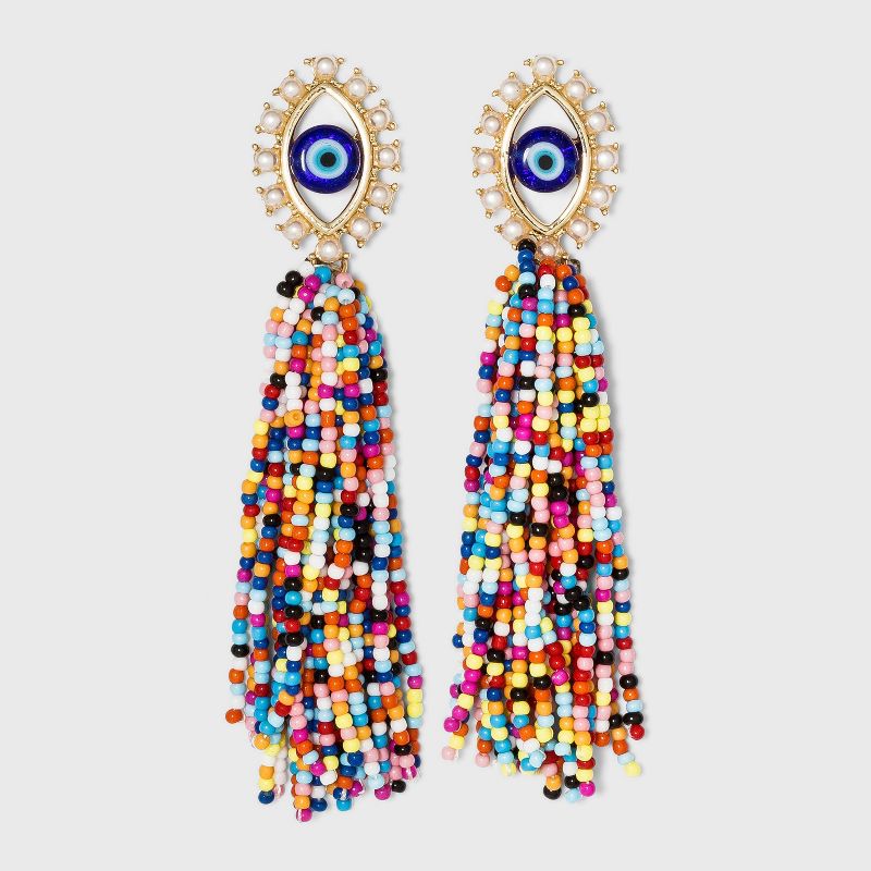 SUGARFIX by BaubleBar Colorful Evil Eye Tassel Drop Earrings