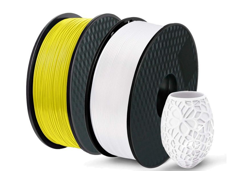 2 Pack PLA 3D Printer Filament 1.75mm, PLA Filament Bundl, Dimensional Accuracy +/- 0.02mm, 1kg Spool(2.2lbs) x 2, Fit Most FDM Printer(White+green - 2 Pack)