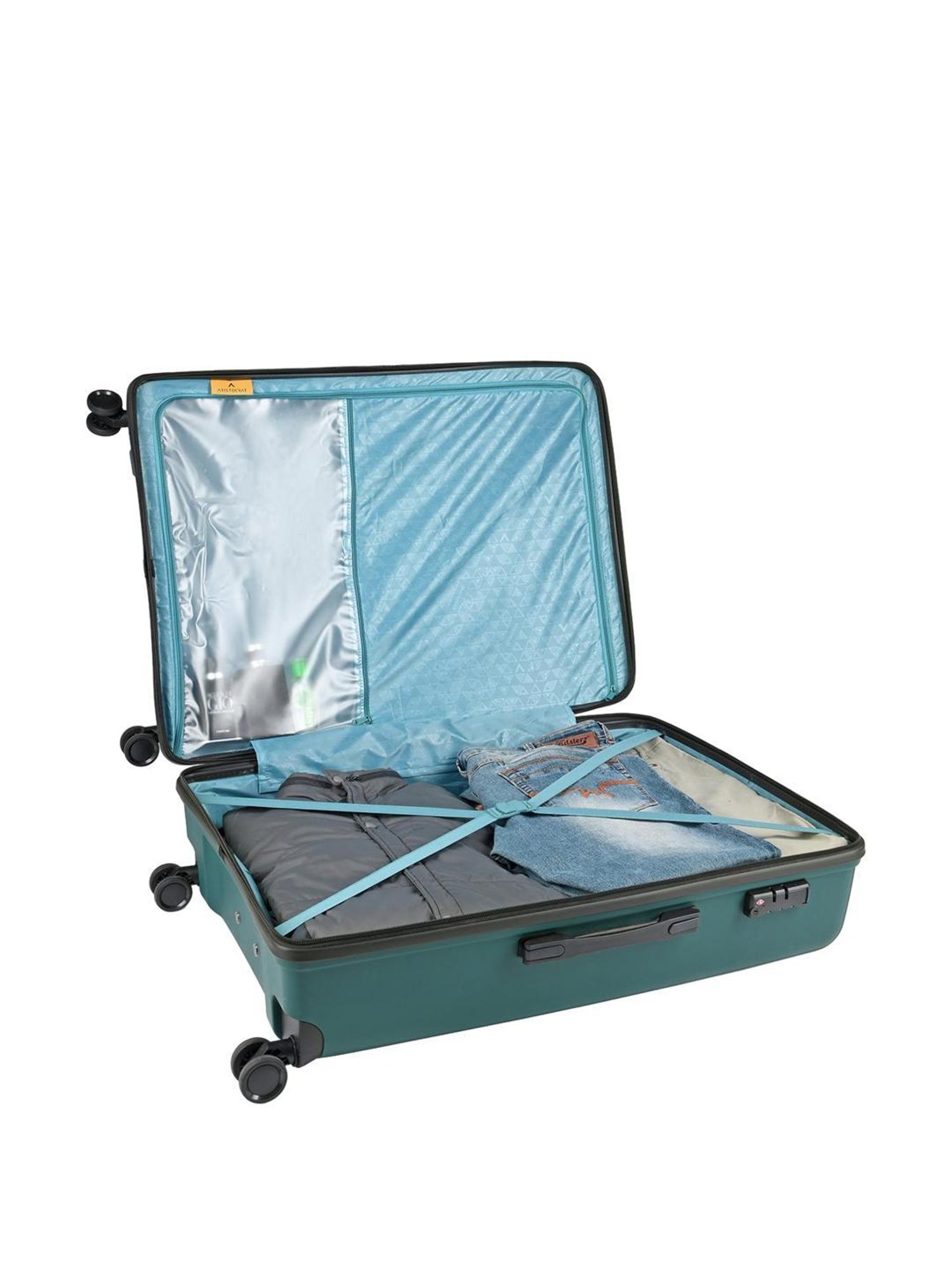 Aristocrat Green Textured Hard Medium Trolley Bag - 28 cm