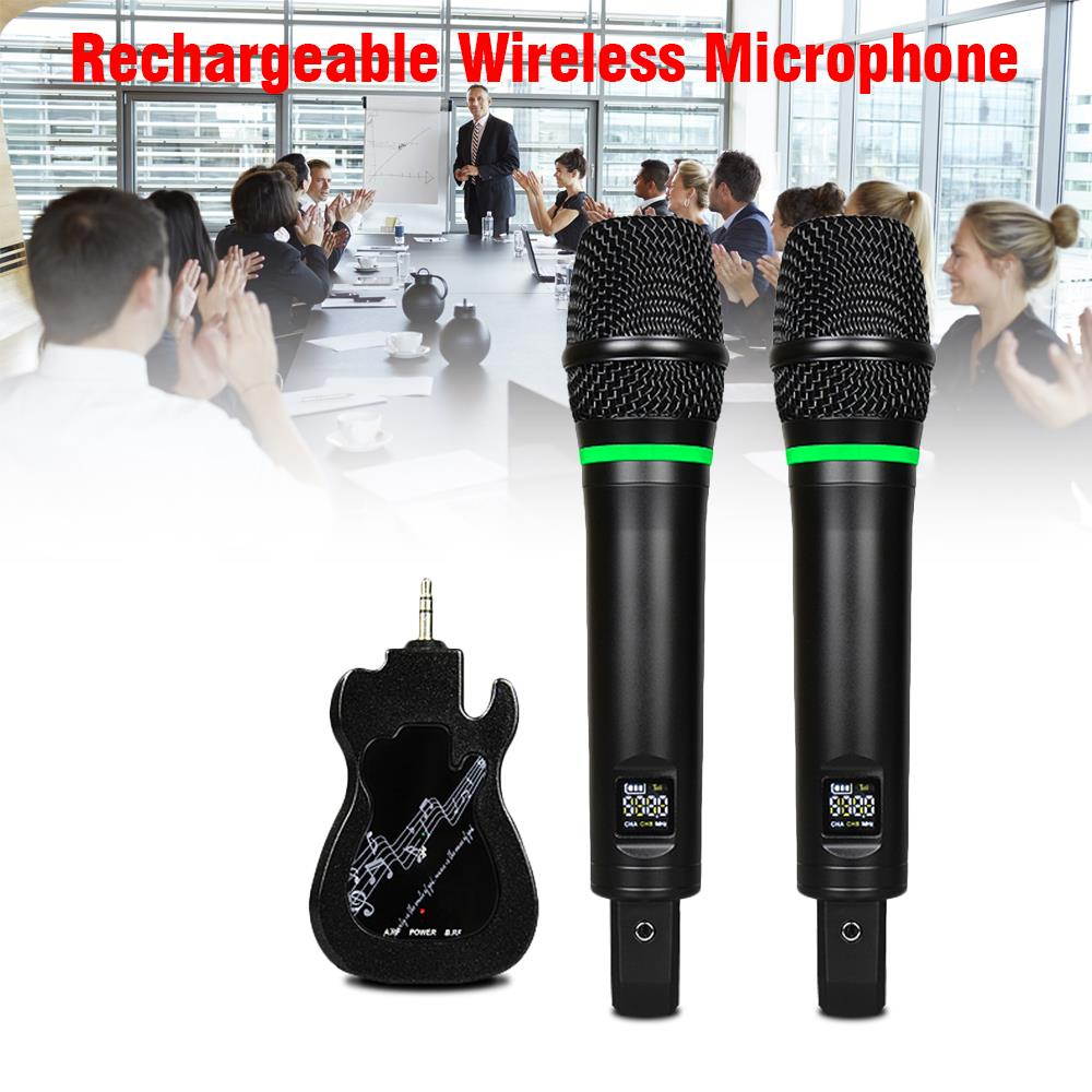 Wireless Dual Microphone Electrit Condenser Microphone Handy Microphone