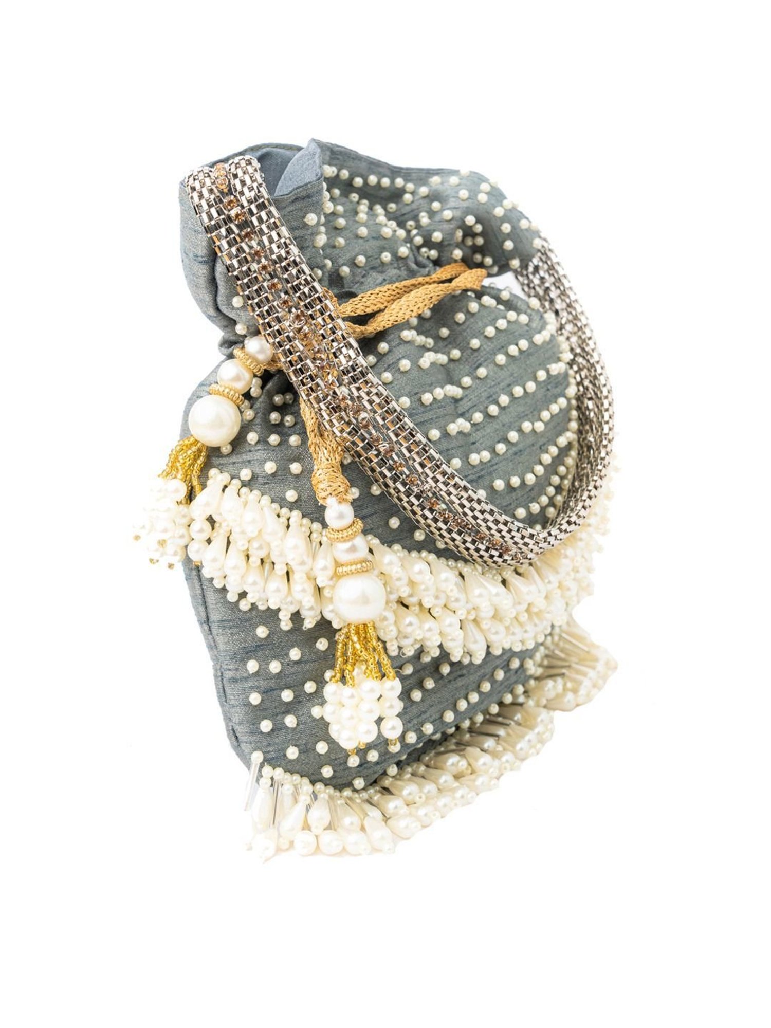 NR by Nidhi Rathi Grey Embellished Potli