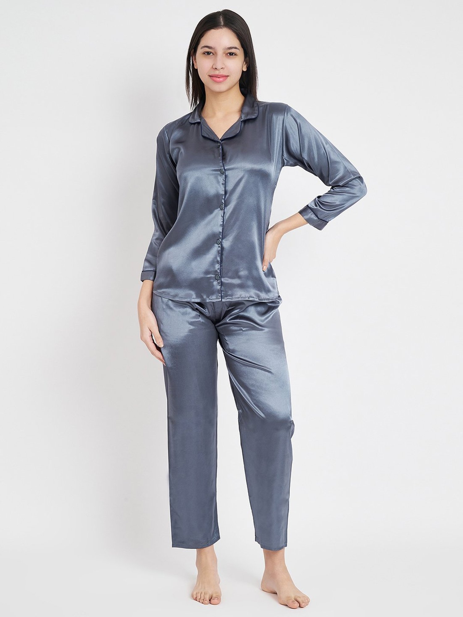 KOI SLEEPWEAR Grey Shirt With Pyjamas