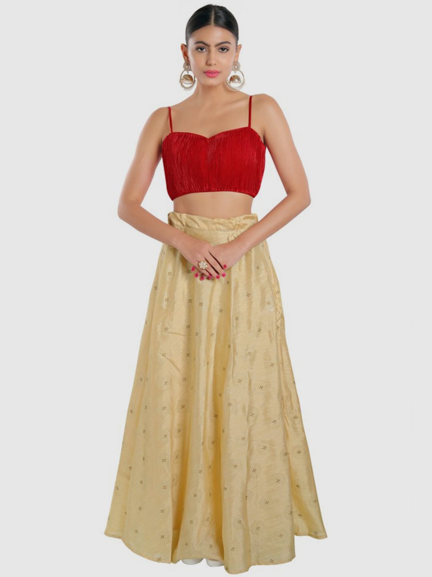 Salwar Studio Red Textured Readymade Blouse