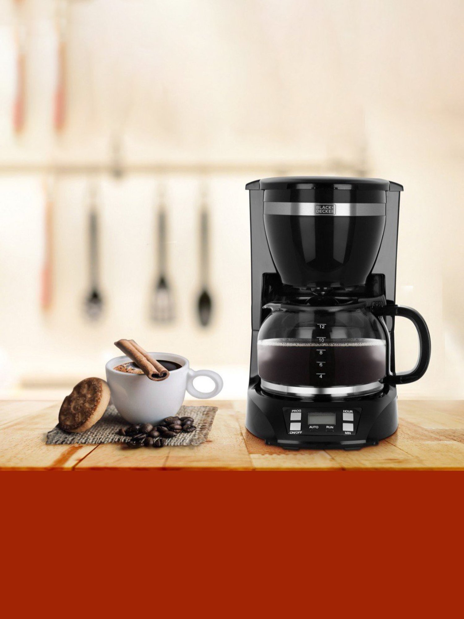 BLACK+DECKER BXCM1201IN Drip Coffee Maker 900W, 1.5L with  Auto Keep Warm Function (Black)