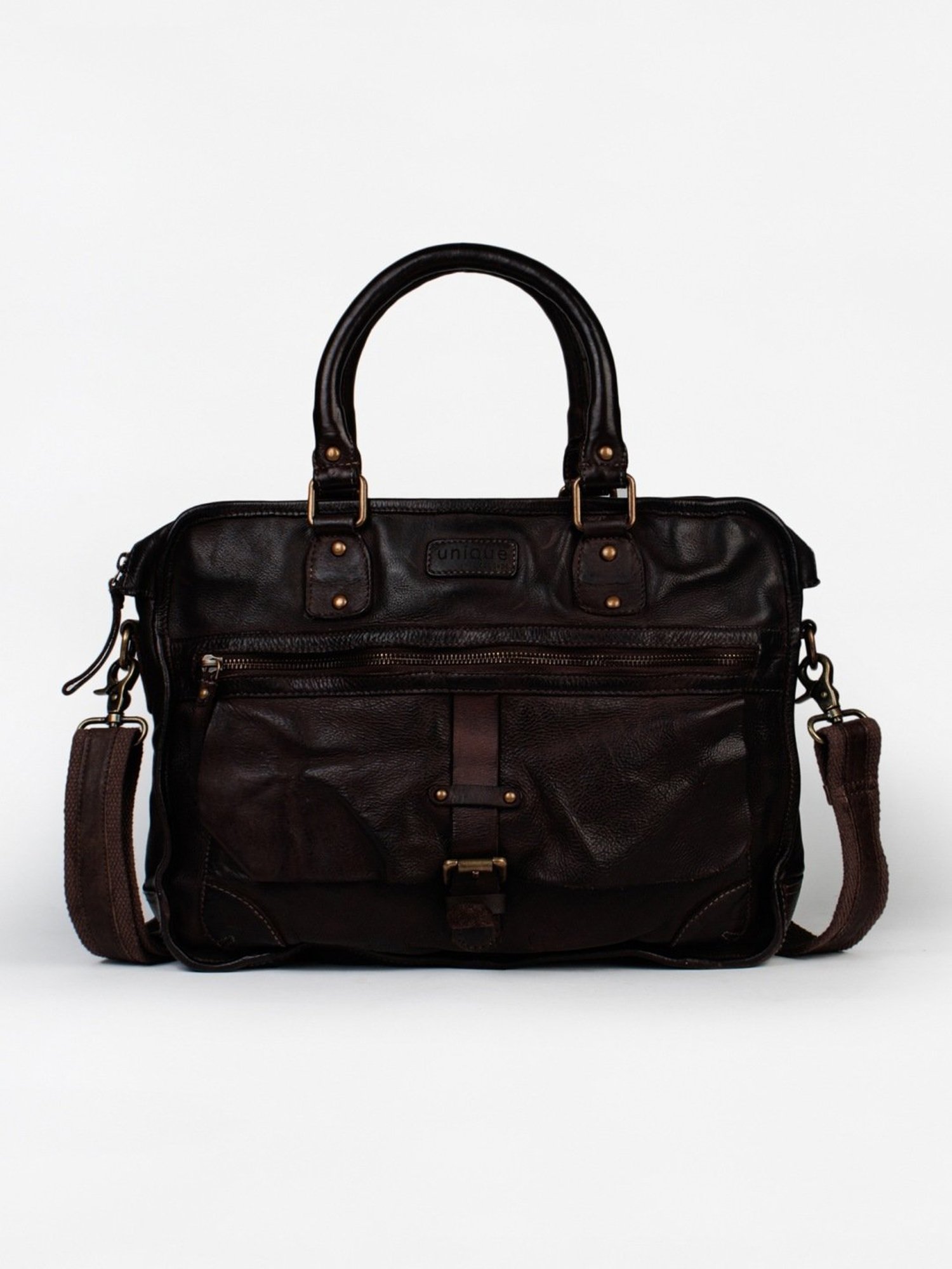 Art N Vintage Noah Brown Leather Solid Large Laptop Messenger Bag