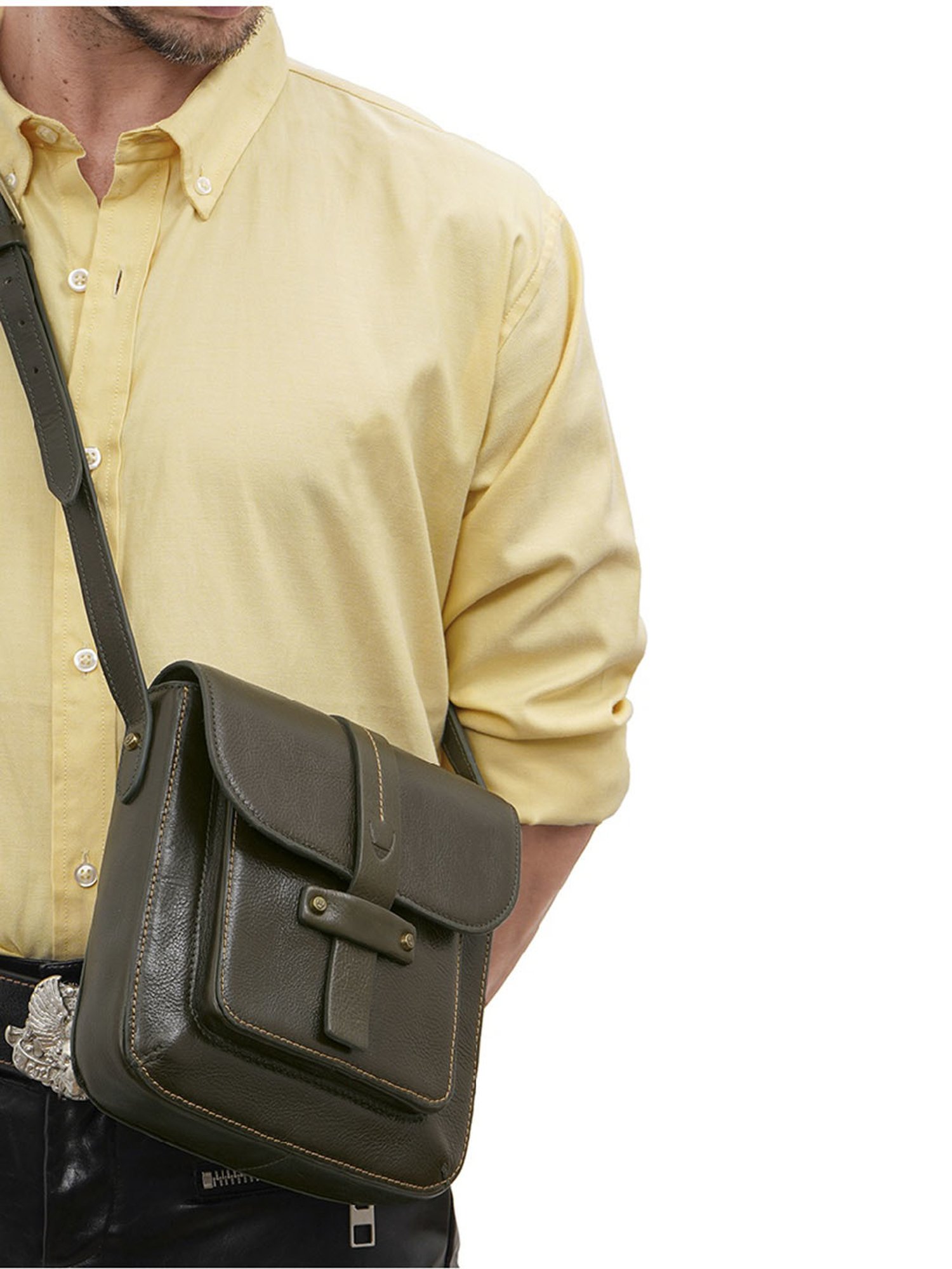 HiLEDER Brown Solid Medium Cross Body Bag