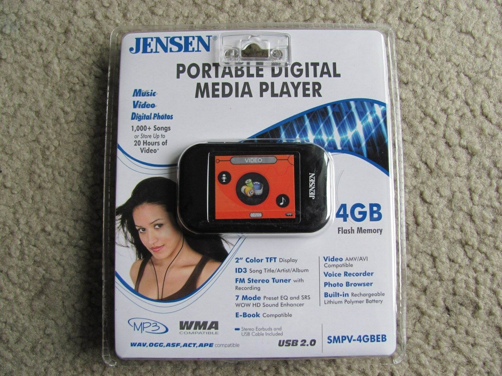 Jensen SMPV-4GBEB 4GB Portable Digital Media Player