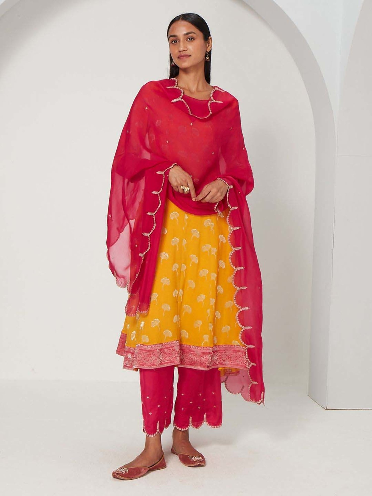 Ancestry Pink Embroidered Dupatta