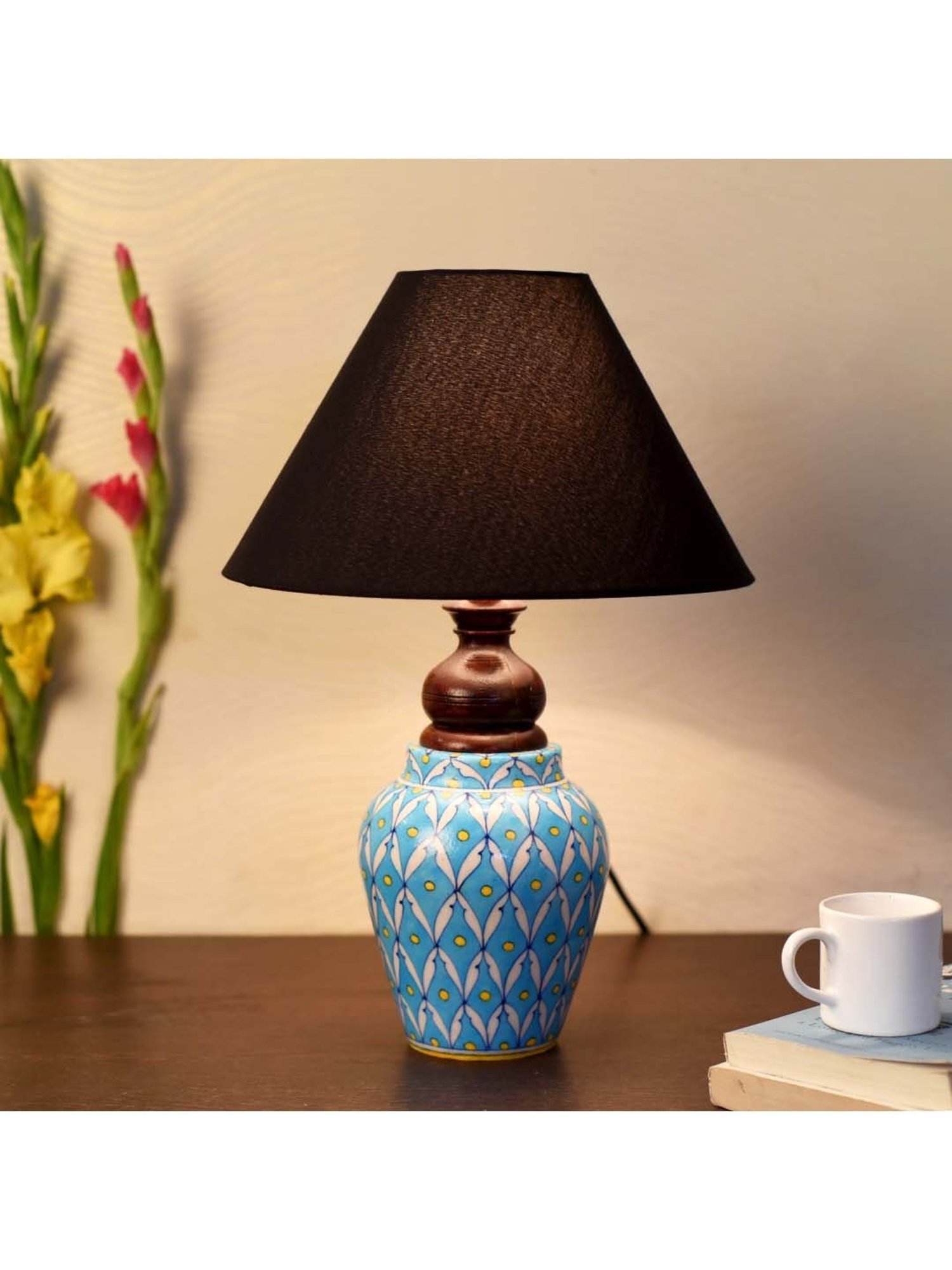Unravel India Multicolor Ceramic Table Lamp - Set of 1